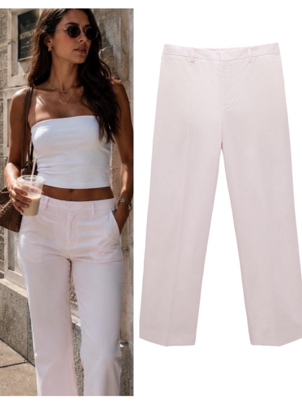 ZARA wide fit poplin pants